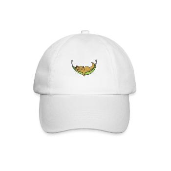 Cat Sleeps Hammock Vacation Beach - Baseball Cap - white/white - Front