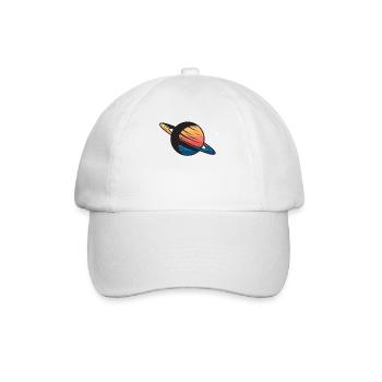 Planet Saturn Weltraum - Baseballkappe - Weiß/Weiß - Vorne