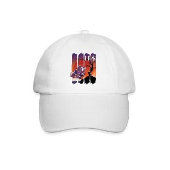 japanese koi art and kanji red sun - Baseball Cap - white/white - Front
