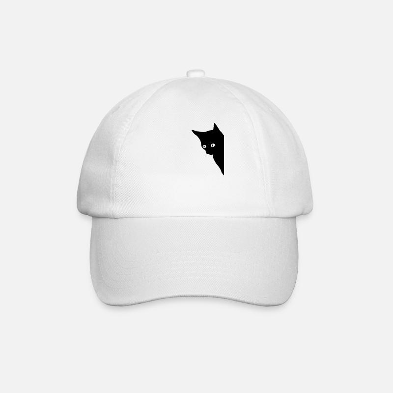 Verspieltes Katzenmotiv im Schwarz-Weiß Stil - Baseballkappe - Weiß/Weiß