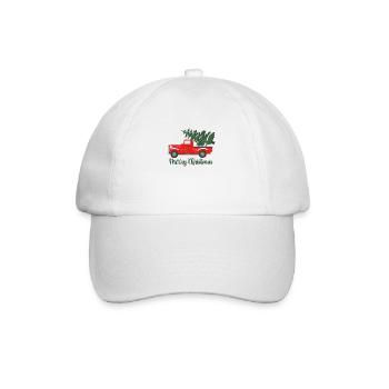 Vintage Wagon Christmas Pickup Truck Retro - Baseball Cap - white/white - Front
