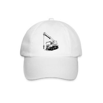 Crane car - crane - crane truck - crane truck - Baseball Cap - white/white - Front