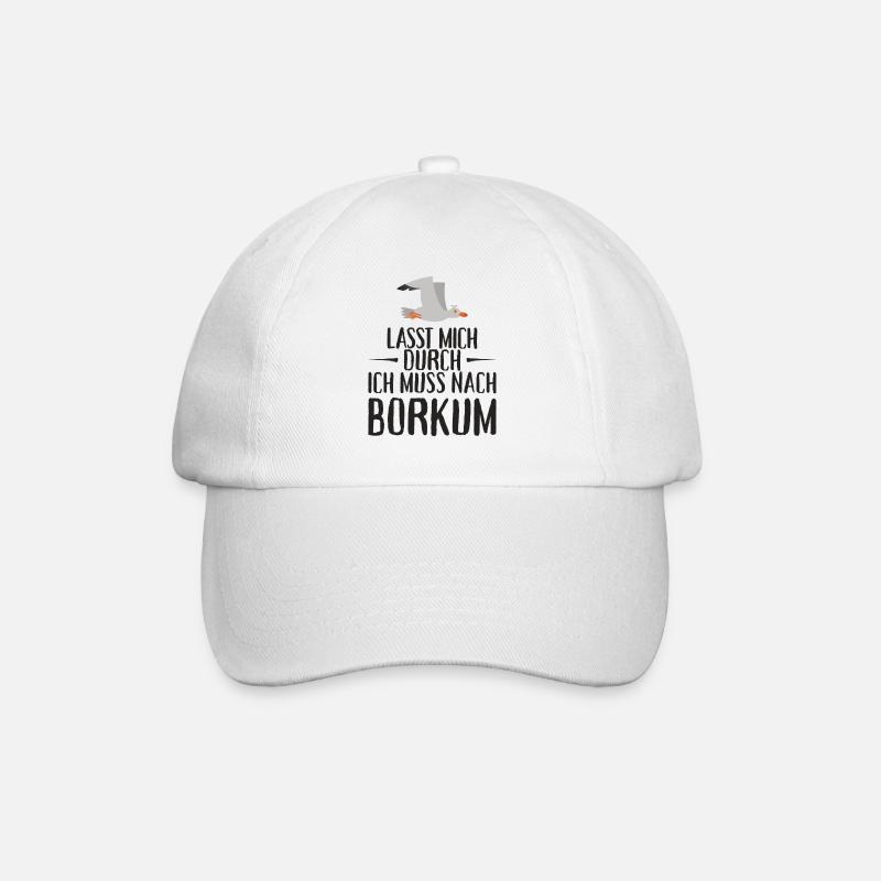 Lasst mich durch ich muss nach Borkum Möwe - Baseballkappe - Weiß/Weiß