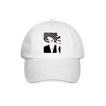 Femme au chapeau rayé noir et blanc - Casquette classique - blanc/blanc - Devant