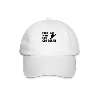 Snowboarding Pun - I used to ski, but I got BOARD - Baseball Cap - white/white - Front
