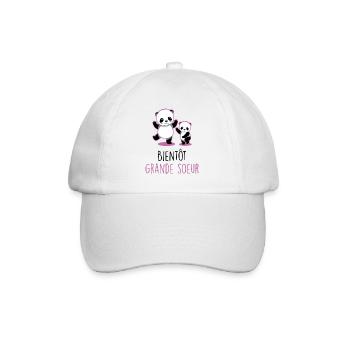 Bientôt nouvelle grande soeur bébé panda kawaii - Casquette classique - blanc/blanc - Devant