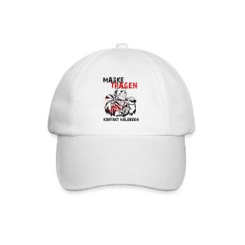 Maske Tragen! Kontakt Halbieren! Coronavirus 2020 - Baseballkappe - Weiß/Weiß - Vorne
