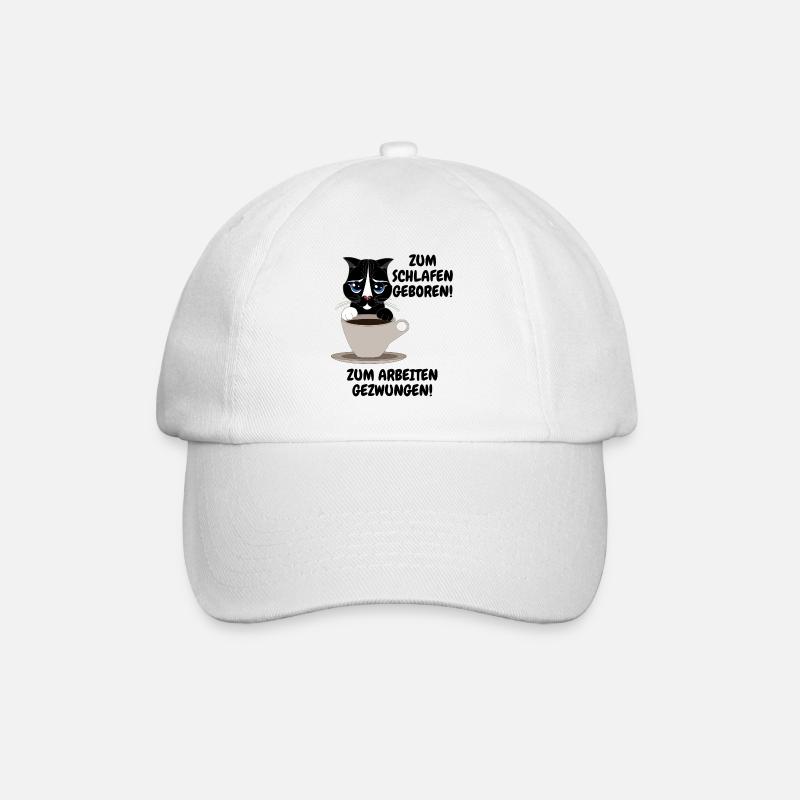 Katze, Kaffee, Arbeit, Montag, Spruch, Kätzchen - Baseballkappe - Weiß/Weiß
