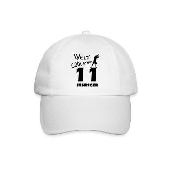 D00315 Welt coolster 11 jähriger - Baseballkappe - Weiß/Weiß - Vorne