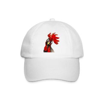 crazy rooster / gockel - Baseball Cap - white/white - Front