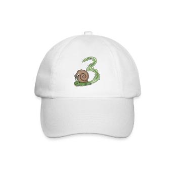 3.Geburtstag Schnecke - 3 Jahre alt Geschenk - Baseballkappe - Weiß/Weiß - Vorne