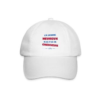 Un homme heureux n'as pas de cheveux - Casquette classique - blanc/blanc - Devant