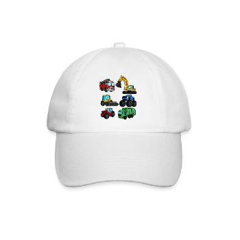 Excavator fire engine tractor vehicles kids gift - Baseball Cap - white/white - Front