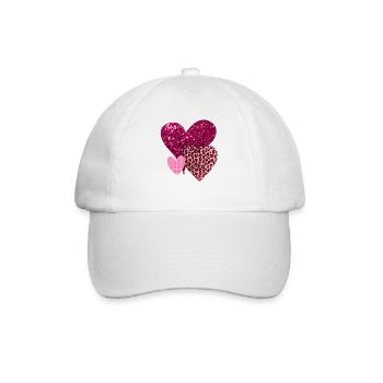 Hübsche rosa Herzen - Baseballkappe - Weiß/Weiß - Vorne