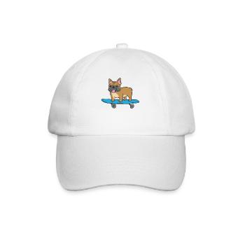 Skateboarding French Bulldog Kids Skater Bulldog - Baseball Cap - white/white - Front