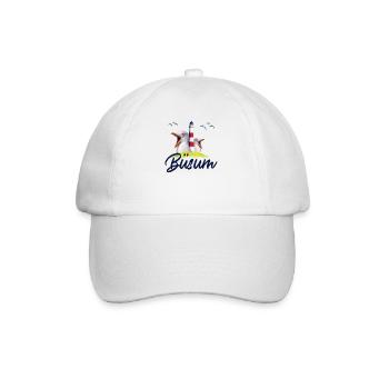 Büsum Nordsee Seebad Leuchtturm Möwe Geschenk - Baseballkappe - Weiß/Weiß - Vorne