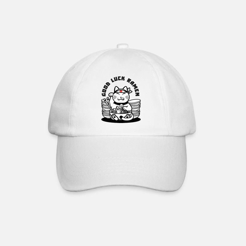 Viel Glück Ramen - maneki neko - Baseballkappe - Weiß/Weiß