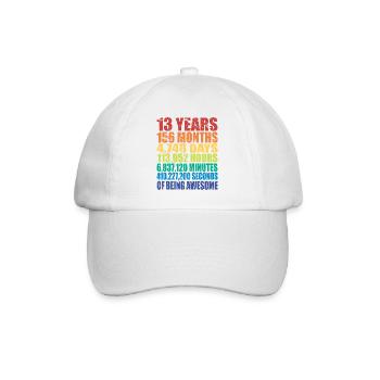 13. Geburtstagsgeschenk, Jungen Mädchen Teens, 13 Jahre alt - Baseballkappe - Weiß/Weiß - Vorne