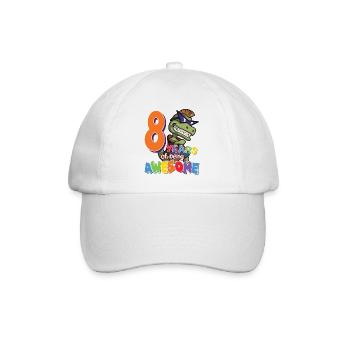 8. Geburtstag Geschenk für Jungen, Dino Dinosaurier, 8 Jahre - Baseballkappe - Weiß/Weiß - Vorne