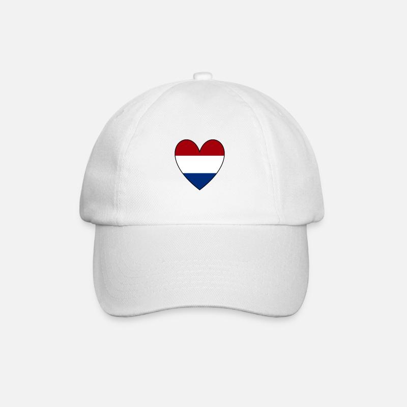 Niederlande Herz - Baseballkappe - Weiß/Weiß