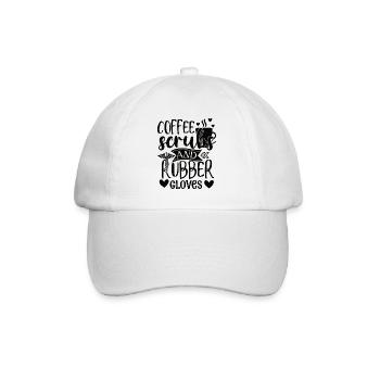 Coffee scrubs and rubber gloves - Baseball Cap - white/white - Front