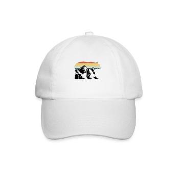 Ours montagnes coucher de soleil rétro - Casquette classique - blanc/blanc - Devant