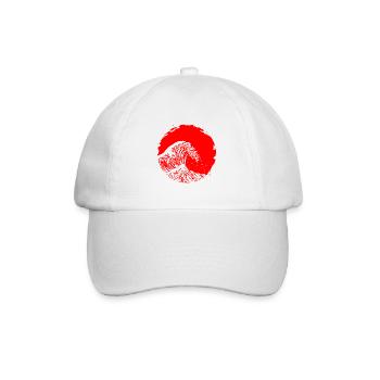 Japanische Kunst die große Welle Design Geschenk - Baseballkappe - Weiß/Weiß - Vorne