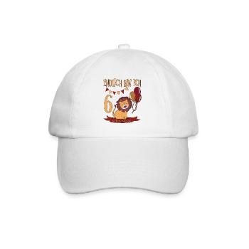 6. Geburtstag Endlich bin ich sechs süßer Löwe - Baseballkappe - Weiß/Weiß - Vorne