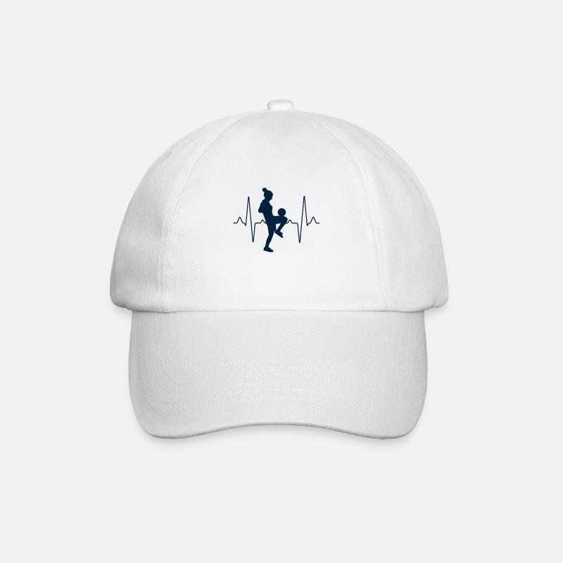 Frau Muttertag Fußball Herzschlag - Baseballkappe - Weiß/Weiß