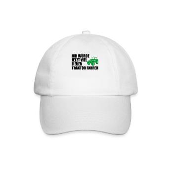 Traktor Trecker Bauer Landwirtschaft Geschenk - Baseballkappe - Weiß/Weiß - Vorne