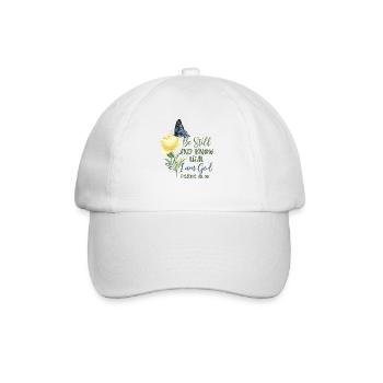 Christlicher Bibelvers Blume Schmetterling - Baseballkappe - Weiß/Weiß - Vorne