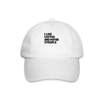J’aime le café et peut-être 3 personnes - drôle sarcastique - Casquette classique - blanc/blanc - Devant