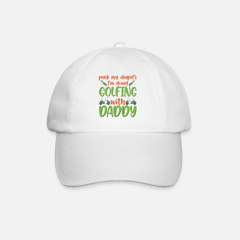 Pack My Diapers I'm Going Golfing With Daddy Baby - Baseballkappe - Weiß/Weiß