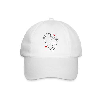 Baby Füsse Kinder Liebe Herz Eltern - Baseballkappe - Weiß/Weiß - Vorne