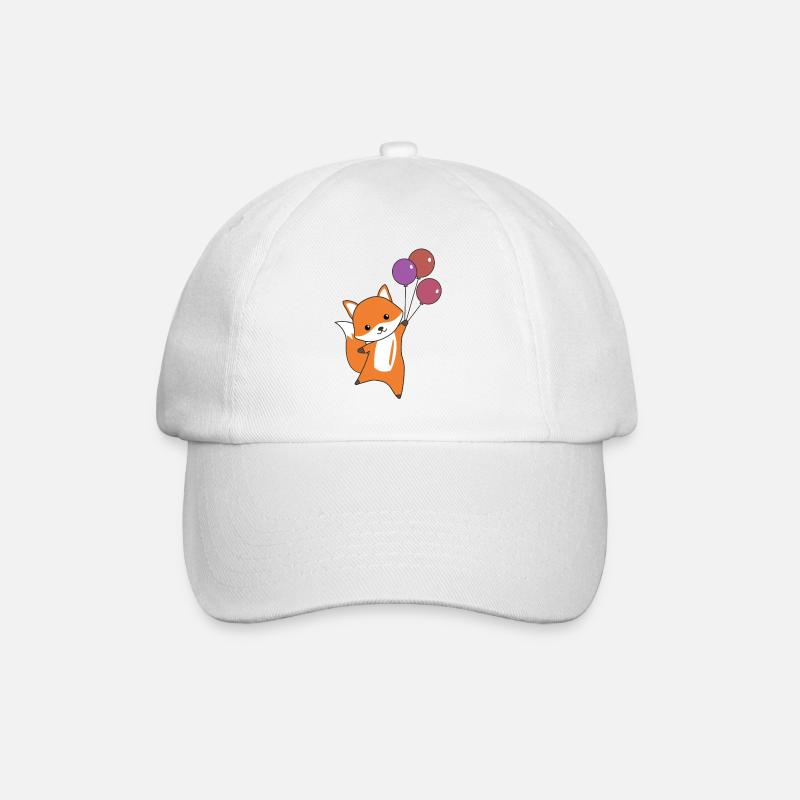 Fuchs süß Tier fliegt Luftballons Kinder - Baseballkappe - Weiß/Weiß
