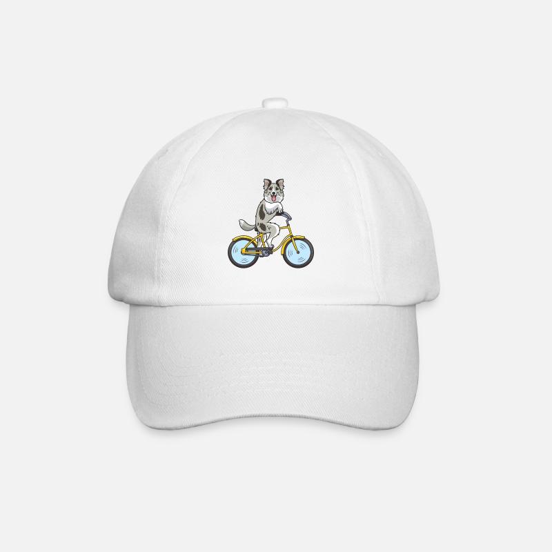 Chien Border Collie à vélo - Casquette classique - blanc/blanc