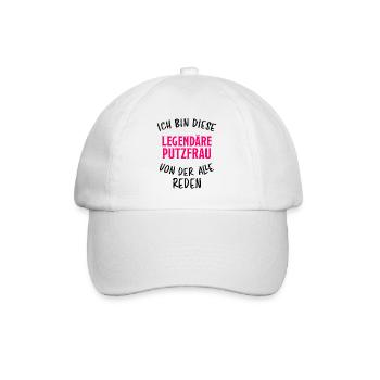 Putzfrau Reinigungskraft Spruch Haushalt Geschenk - Baseballkappe - Weiß/Weiß - Vorne