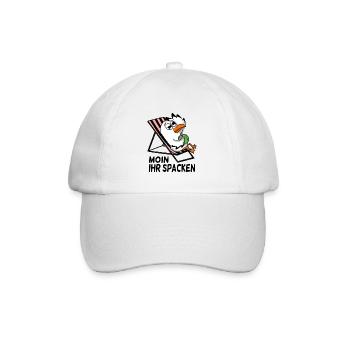 Möwe am Strand - Moin Ihr Spacken - Baseballkappe - Weiß/Weiß - Vorne