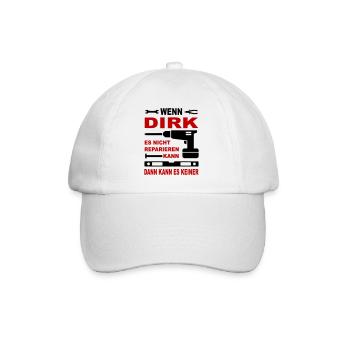 Name Geschenkidee Namenstag DIRK - Baseballkappe - Weiß/Weiß - Vorne