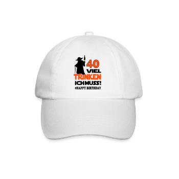 Geburtstag Happy Birthday Sprüche Lustig Jahre 40 - Baseballkappe - Weiß/Weiß - Vorne
