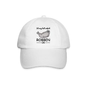 Robbe Seehund Seelöwe Tierliebhaber Cooler Spruch - Baseballkappe - Weiß/Weiß - Vorne