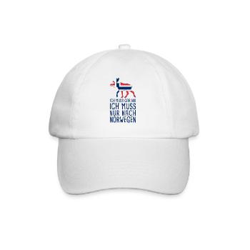 Ich Muss Gar Nix Ich Muss Nur Nach Norwegen Norge - Baseballkappe - Weiß/Weiß - Vorne