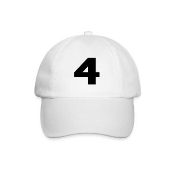 Number 4 in black - Baseball Cap - white/white - Front