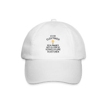 Elektriker Ich Bin Elektriker Kein Magier Geschenk - Baseballkappe - Weiß/Weiß - Vorne