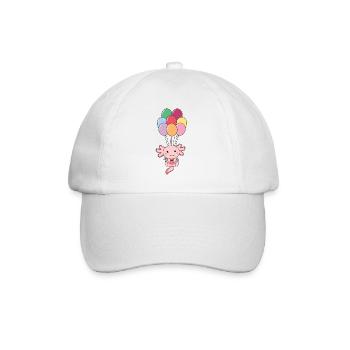 Axolotl flies upwards with colorful balloons - Baseball Cap - white/white - Front