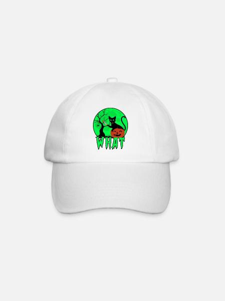 What Cat With Knife,Scary Cat With Knife Halloween - Baseball Cap - white/white