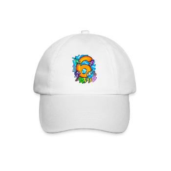 6 years old - 6th birthday - Fish in the ocean - Baseball Cap - white/white - Front