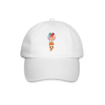 Fox flies upwards with colorful balloons - Baseball Cap - white/white - Front