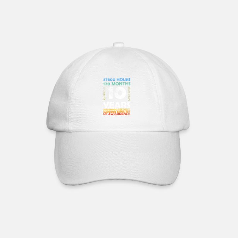 10 ans 120 mois Génial 10e anniversaire - Casquette classique - blanc/blanc