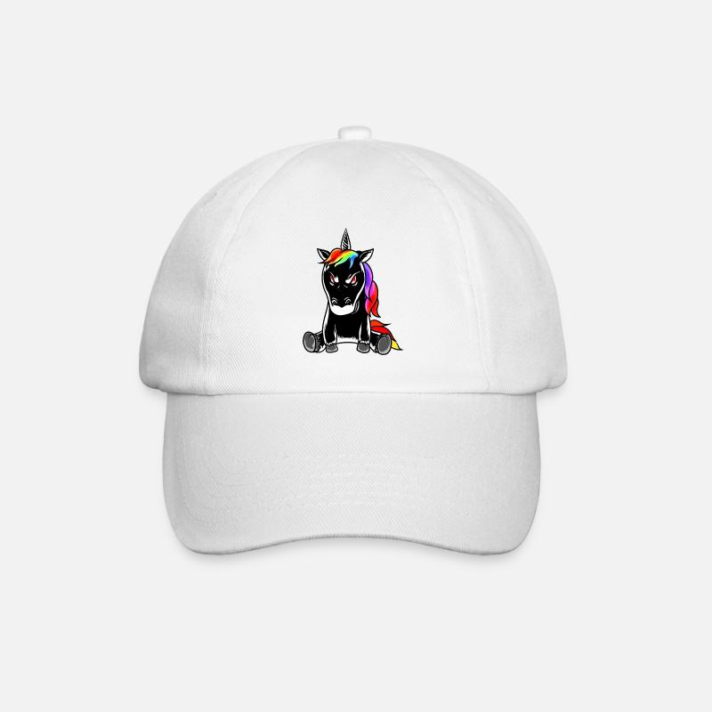 Evil badly corrupted grim emotion unicorn - Baseball Cap - white/white